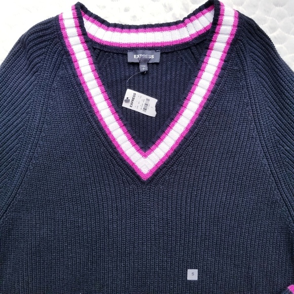 NEW Express chunky knit sweater oversized stripes - Picture 4 of 6